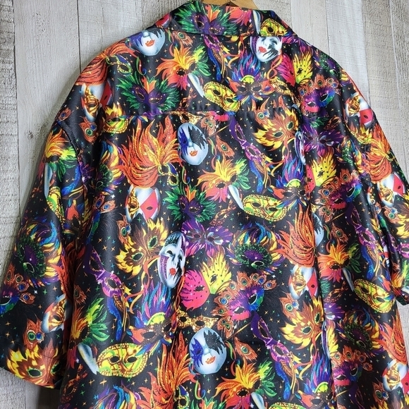 Vittorio Farino Colorful Button Up Shirt. Mardi Gras Vibrant. Masks Colorful XX - Picture 8 of 12